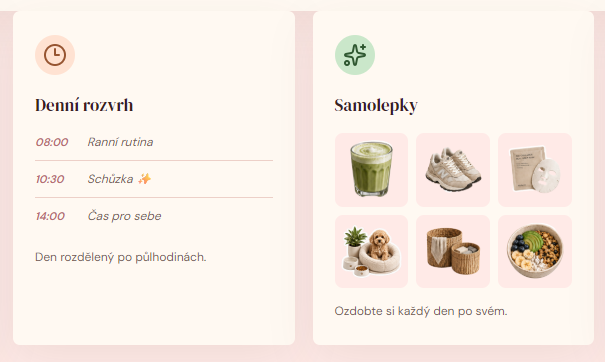 Denní rozvrh a samolepky